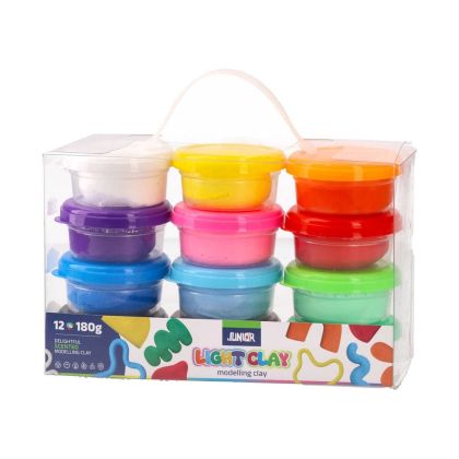 Пластилин Junior Light Clay, супер лек и ароматен, 180 g, 12 цвята