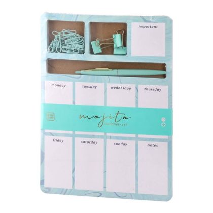 Планер Biro Time Opal, седмичен, с канцеларски материали, 48 листа, мента