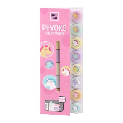 Самозалепващи се индекси Biro Time Revoke, еднорог, 8 вида х 20 листа