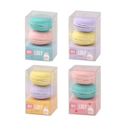 Гума за молив Sazio Loly, френски макарони, 2 броя, асорти, 1 брой