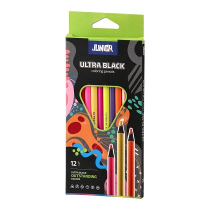 Цветни моливи Junior Ultra Black, 12 цвята