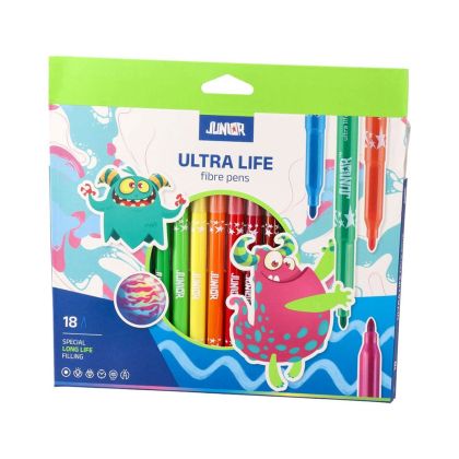 Флумастери Junior Ultra Life, дълготрайни, 18 цвята