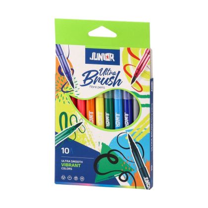 Флумастери Junior Ultra Brush, с четка, 10 цвята