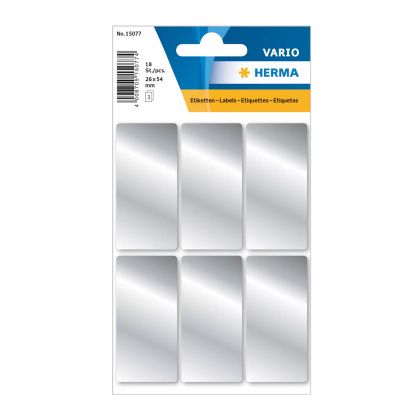 Herma Самозалепващи се етикети, 26 х 54 mm, сребристи, 18 броя в опаковка
