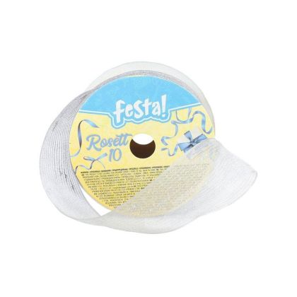 Лента панделка Festa, 25 mm, 3 m, сребриста