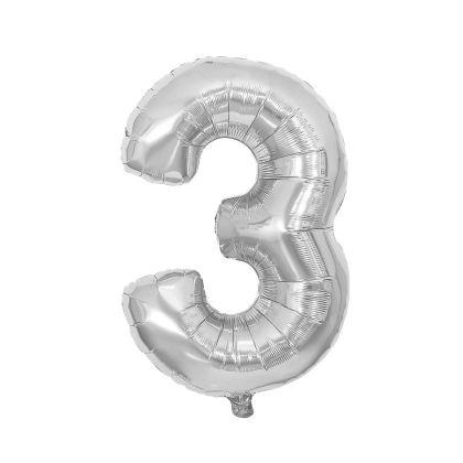 Балон Festa, цифра 3, 81 cm, сребрист