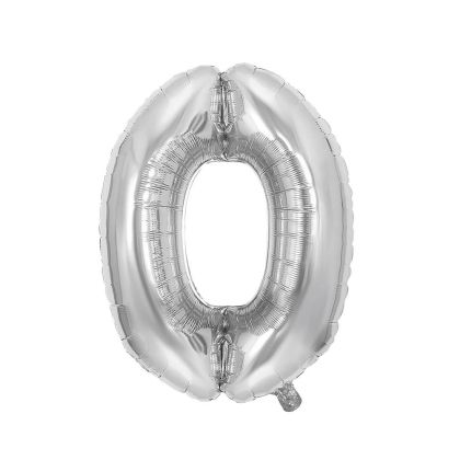 Балон Festa, цифра 0, 81 cm, сребрист