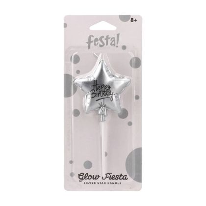 Свещ за торта Festa, звезда, сребриста