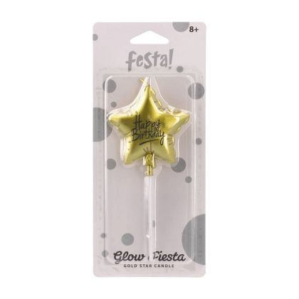 Свещ за торта Festa, звезда, златиста