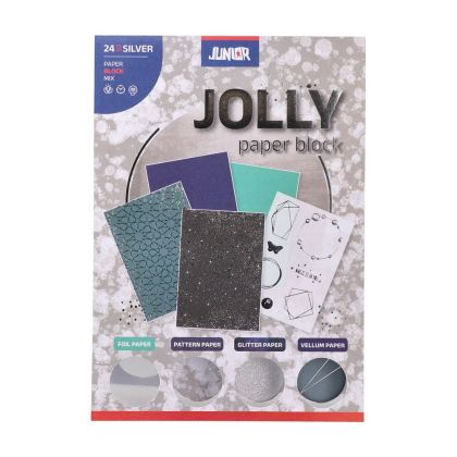 Блок дизайнерска хартия Junior, А5, сребриста, 5 броя