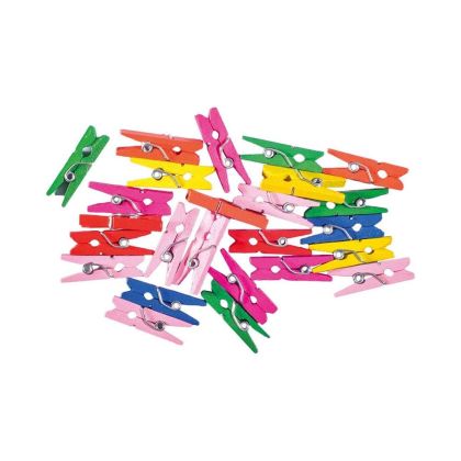 Щипки Junior, дървени, цветни, 25 х 8 mm, 25 броя