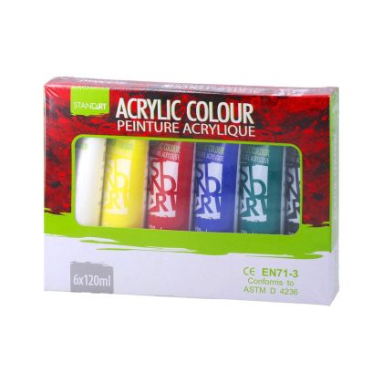 Акрилни бои Standart Acrylic, в тубички по 120 ml, 6 цвята