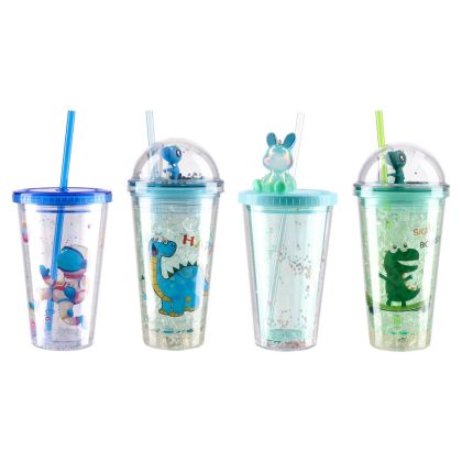 Чаша Takk Lagro 40, със сламка, динозавър, 450 ml, асорти, 1 брой