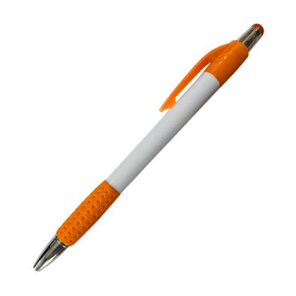 Office 1 Химикалка, пластмасова, бяло с оранжево, 50 броя