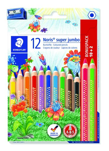 Цв. м-ви Staedtler NC 129 Super Jumbo, 10+2цв+остр