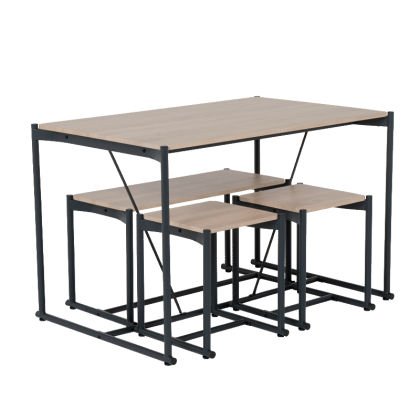 Комплект маса с пейка и две табуретки BREVIK - дъб сонома