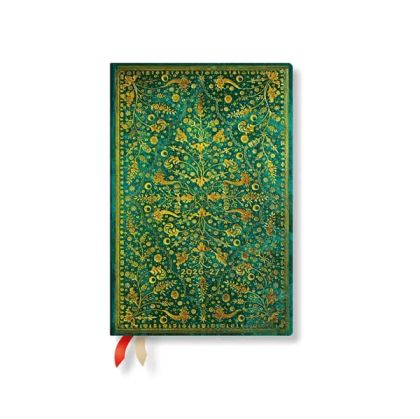 Paperblanks Планер Emerald Flower, Mini, хоризонтален, твърда корица, 112 листа, за 2026-2027 година