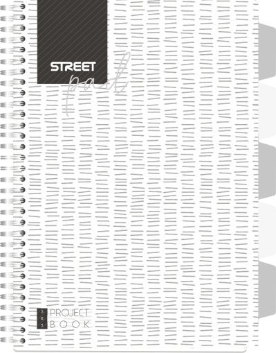 Тетрадка Street Pad, А4, спирaла, PP, 100л, малки квадратчета, бяла