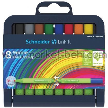 Тънкописец Schneider Link-It, 0.4мм, 8 цвята в кутия със стойка