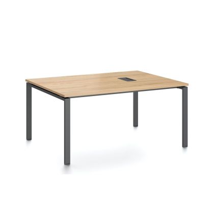 Заседателна маса RFG Monaco, 1600 x 1200 x 750 mm, ПДЧ 25 mm, с отвор за кабели, плот бряст, черни метални крака