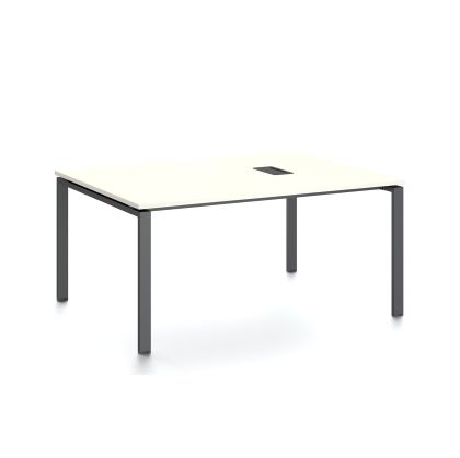 Заседателна маса RFG Monaco, 1600 x 1200 x 750 mm, ПДЧ 25 mm, с отвор за кабели, бял плот, черни метални крака