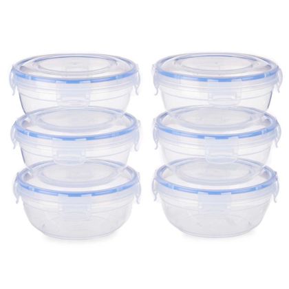 Кутия за съхранение Leknes, кръгла, пластмаса, 800 ml, 6 броя