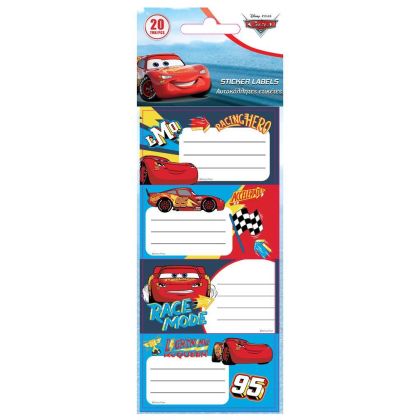 Етикети за тетрадка, Cars, опаковка 20