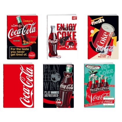 Тетрадка Best Buy Premium, Coca Cola, A5, малки квадратчета 5 x 5 mm, офсетова хартия, 50 листа, асорти, 1 брой