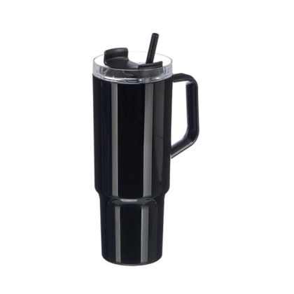 Чашa Kinvara, с дръжка и сламка, 1200 ml, черна