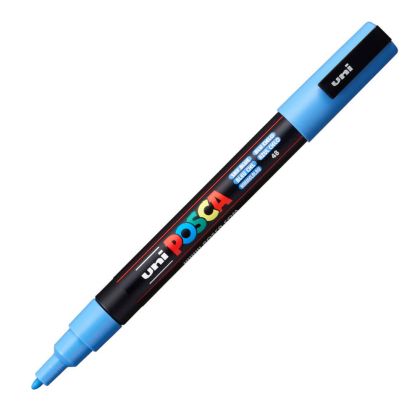 Перманентен маркер Uni Posca PC-3M на водна основа, 0.9-1.3 mm, Небесносин