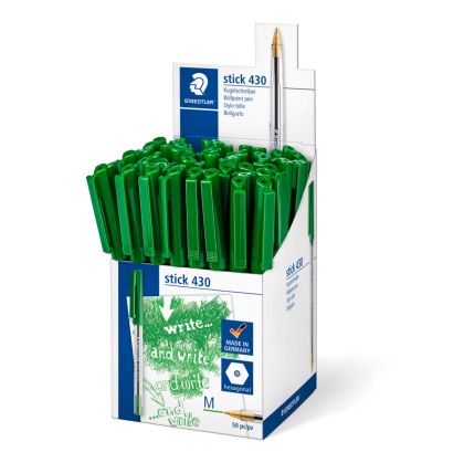 Химикалка Staedtler Stick 430 М,оп.50 броя, зелена