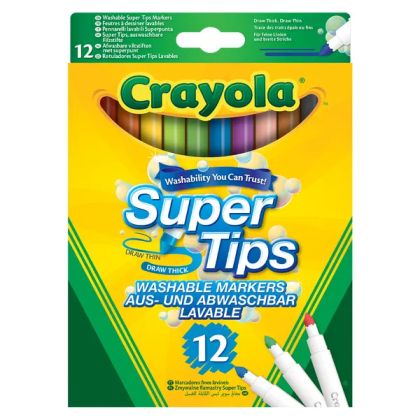 Флумастери Crayola тънък връх,измиващи,12цв