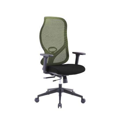 Ергономичен стол RFG STAR HB, дамаска и меш, Synchronous механизъм, до 150 kg, черна седалка, зелена облегалка