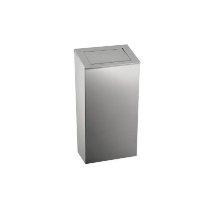 Кош за отпадъци Dayco, с натискащ се капак, метален, 21.5 х 30 х 40 cm, 25 L, инокс