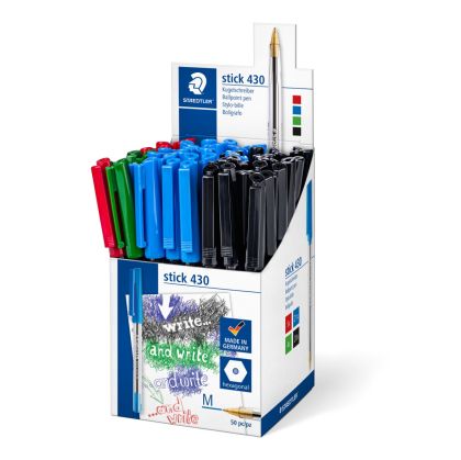 Химикалка Staedtler Stick 430, оп. 50 броя, асорти