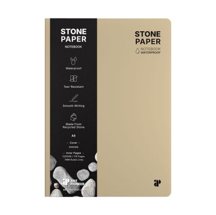 Art Pioneer Тетрадка Stone Paper, A5, твърда корица, 88 листа, бежова