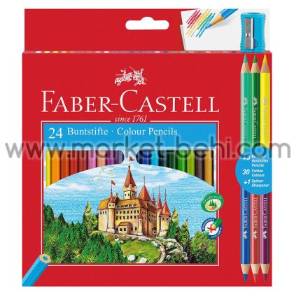 Моливи цветни Faber-Castell, 24+6 цвята + острилка