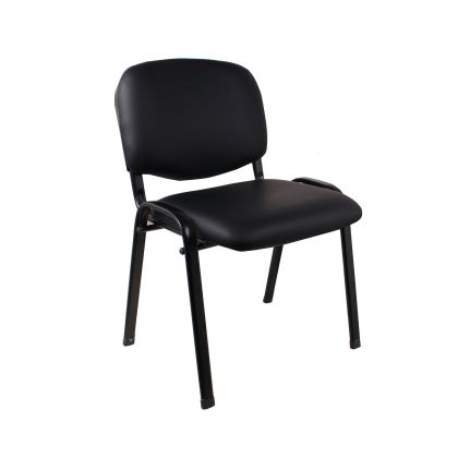 Посетителски стол Iso Iron Black, екокожа, метална основа, до 120 kg, черен