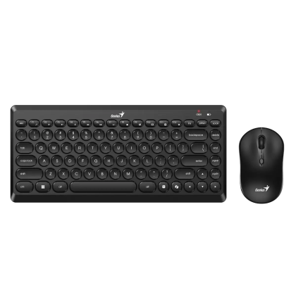 Комплект клавиатура Genius и мишка LuxeMate Q8000, черни, USB Type-A, 4 бутона на мишката, 12 бързи бутона на клавиатурата
