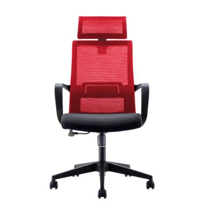 Директорски стол RFG Smart HB, дамаска и меш, Tilt механизъм, до 120 kg, черна седалка, червена облегалка