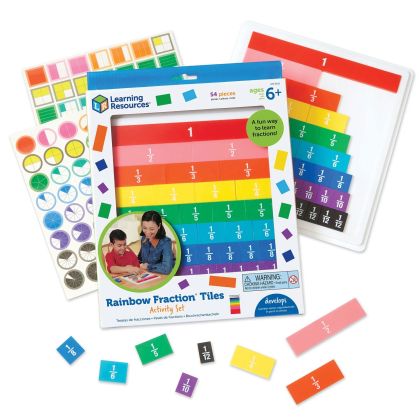 Learning Resources Плочки с дроби, цветни, 54 части
