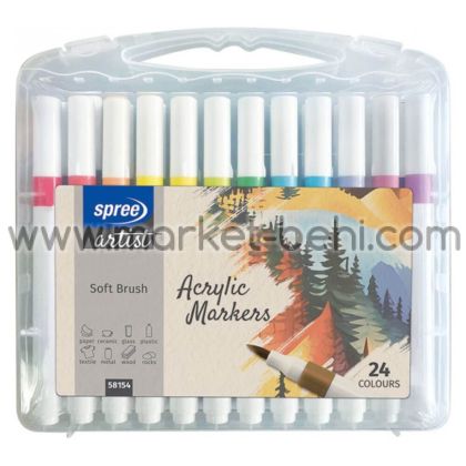 Маркери акрилни Spree Artist Soft Brush, 24 цвята