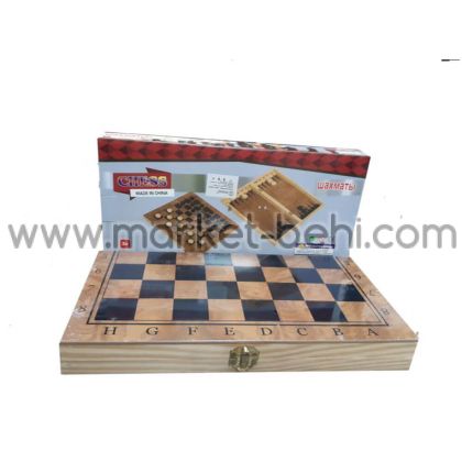 Шах+ табла, среден, дървен 3830, в кутия