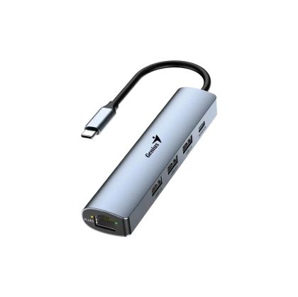 USB Хъб Genius UH-545, 5 в 1, 1 x RJ45, 1 x USB Type-C, 3 x USB Type-A 3.0