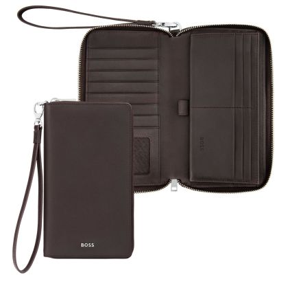Hugo Boss Портфейл за пътуване Classic Smooth, кафяв