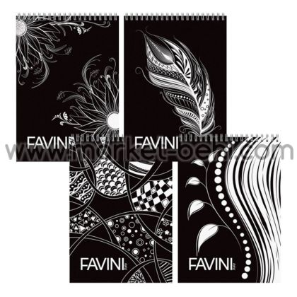 Скицник Favini B5, спирала, черен акварелен картон, 10л, 220g