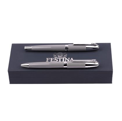 Festina Комплект писалка и химикалка Classicals Chrome, в кутия, сиви