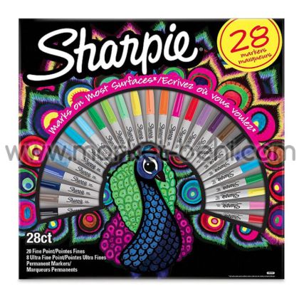 Комплект перманентни маркери Sharpie Big Pack Peacock, 28 цвята