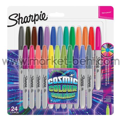 Комплект перманентни  маркери Sharpie Cosmic F, 24 цвята,блистер