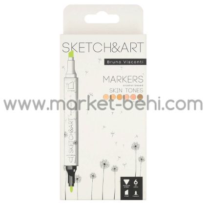 Двувърхи маркери Sketch&Art, 6 цвята, Портрет